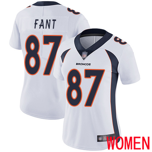 Women Denver Broncos #87 Noah Fant White Vapor Untouchable Limited Player Football NFL Jersey
